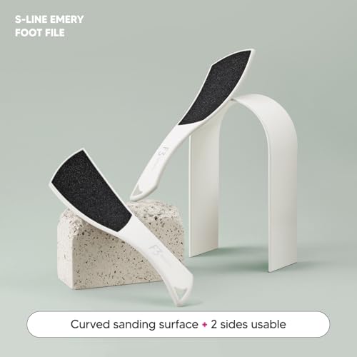 S-Line Emery Foot File, Colossal Double-Sided Pedicure Tool, Effective for Cracked Heel, Ergonomic Design for Easy Grip (White) - color: White