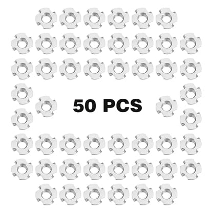 1/4"-20 T-Nuts 304 Stainless Steel, 4-Pronged Tee Nut 3/8" Barrel Length, T-Nut Wood Insert for Wood, Rock Climbing Holds, Furniture, Cabinetry, 50 PCS - color: SUS304 Stainless Steel