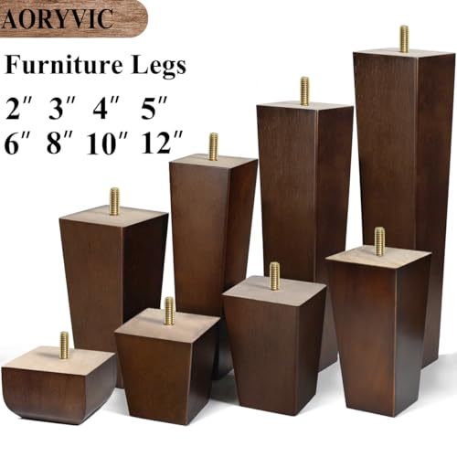 6 inch Furniture Legs Set of 6 Couch Legs Mid-Century Modern Replacement Sofa Legs for Sectional, Dresser, Recliner, Nightstand - size: 6 inch (6pcs) Standard (With hanger bolt)