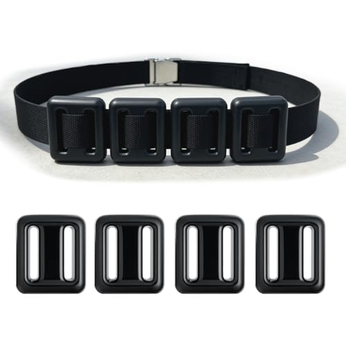 4 Pcs Scuba Weight Belt Set,Diving Weight Belt Coated Dive Weights with Nylon Belt - color: Black, size: 1.1 lb