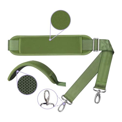 60 Inch Shoulder Strap for Bag with Removable Ultra-Thick Pad | 60" Shoulder Strap with Removable Thick Pad,Adjustable Buckles and Metal Hooks, for Briefcase/Laptop/Messenger/Luggage Bag - color: Green
