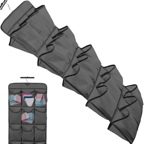 2Pcs Dual Sided Hanging Shoe Organizer, 30 Large Pockets, Black | 360 Rotating Hanger, Space Saving Storage Bag, For Closet Bedroom Laundry Room - color: Black 2PCS