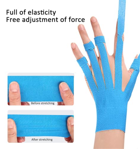 Precut Kinesiology Tape for Wrist & Fingers, 3 Pairs Waterproof Breathable Finger Wrist Joint Support Tapes for Mouse and Keyboard, Hypoallergenic Latex-Free Elastic Athletic Tapes for Carpal Tunnel