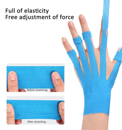Precut Kinesiology Tape for Hand & Wrist Support, 3 Pairs Breathable Waterproof Kinesiology Recovery Tapes Finger Joint Support Tape, Hypoallergenic Latex-Free Elastic Athletic Tapes for Carpal Tunnel