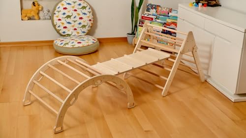 Montessori Wooden Climbing Set for Kids | Montessori Climbing Triangle Climbing Dome Ramp and Pillow | Montessori Climbing Frame Set for Toddler | Montessori Playground | Kids Play Gym(Star) - style: Star