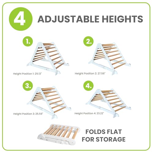 Little Partners Learn 'N Climb Foldable Wooden Climbing Triangle, Wood Climbing Gym for Toddlers, Triangle Climber for Skill-Building and Active Play, White & Natural - color: White W/ Natural