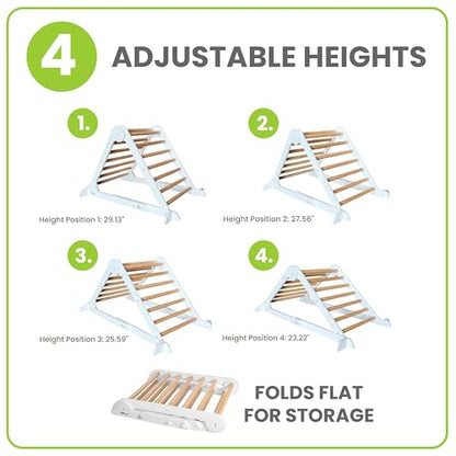 Little Partners Learn 'N Climb Foldable Wooden Climbing Triangle, Wood Climbing Gym for Toddlers, Triangle Climber for Skill-Building and Active Play, White & Natural - color: White W/ Natural