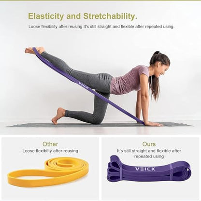 VEICK Pull Up Assist Resistance Bands for Home Gym | 100% Natural Latex, Non Slip Leather Texture, Space Saving, Versatile for Full Body Training, Home Gym - color: Colorful Set of 5 + Hand Grip Pads