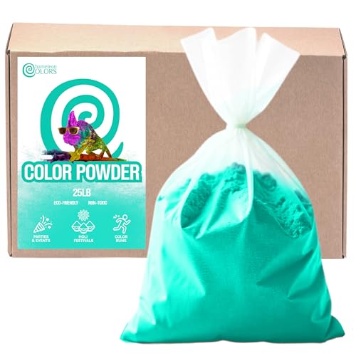 Chameleon Colors 25 lb. Color Powder - 1 Pack - Vibrant Aqua Color - for 15-20 People - Non-Toxic & Gluten-Free - for Holi, Color Wars, Fun Run, Gender Reveal, Summer Camp & More - color: Aqua