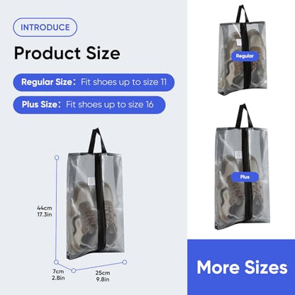 VUSIGN Plus-Sized Travel Shoe Bag, Water-Resistant Shoe Pouch for Gym and Sport, Odor-Resistant Soccer Cleats Bag (Gray, 1-Pack) - size: Plus Size, style: 1 Pc