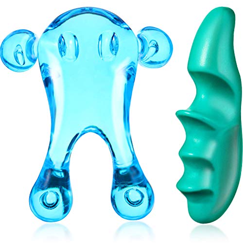 2 Pcs Deep Tissue Massage Tool Set Include 4 Legged Palm Massager and Thumb Massager Tool for Therapists Full Body Muscle Relief Gentle Point Massage Portable Handheld for Home Travel