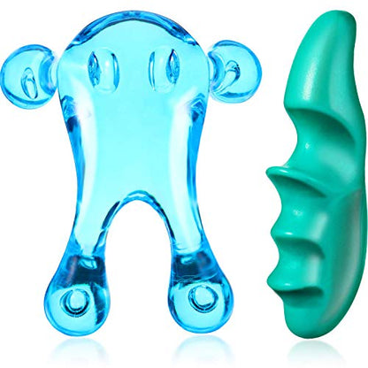 2 Pcs Deep Tissue Massage Tool Set Include 4 Legged Palm Massager and Thumb Massager Tool for Therapists Full Body Muscle Relief Gentle Point Massage Portable Handheld for Home Travel