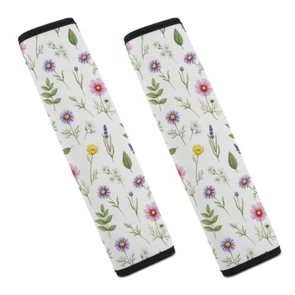 2 Pack Watercolor Wildflowers Car Seat Belt Pad Universal Soft and Comfortable Harness Pads Strap for Adult Use, Most Cars, Easy Install (No Tool) - color: Pattern 436