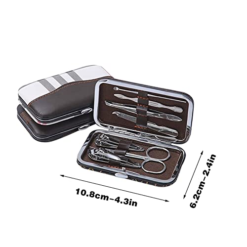 7-Piece Manicure Set - Stainless Steel Nail Clippers & Grooming Kit with Leather Case - Perfect for Home, Travel, Gifts, & Outdoor Use for Men & Women