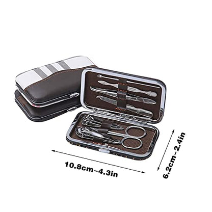 7-Piece Manicure Set - Stainless Steel Nail Clippers & Grooming Kit with Leather Case - Perfect for Home, Travel, Gifts, & Outdoor Use for Men & Women