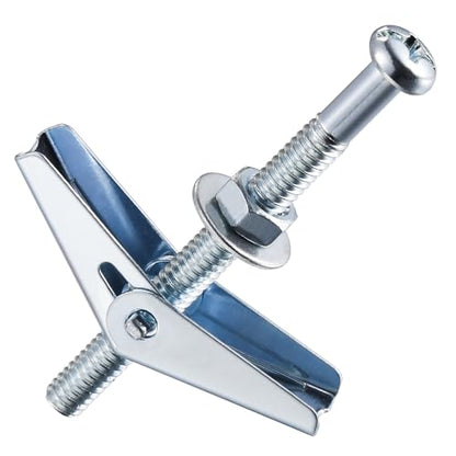 Wensilon (100 pcs) 1/8" Heavy Duty Drywall Anchors and Screws,Toggle Bolts and Wing Nuts Set, Hollow Drywall Anchors Bolts Screws Assortment Kit for Hanging Lamps Heavy Items - size: 1/8" (100 pcs)