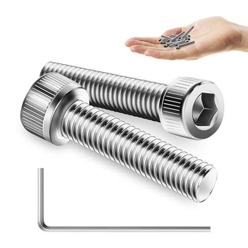 Mywish (100Sets) M4 Bolts, M4 x 20mm Socket Head Cap Screws Bolts, 304 Stainless Steel Allen Socket Hex Drive Screws, Bright Finish M4 Screw Kit with Nuts and Washers & Hex Spanner - size: M4 x 20mm