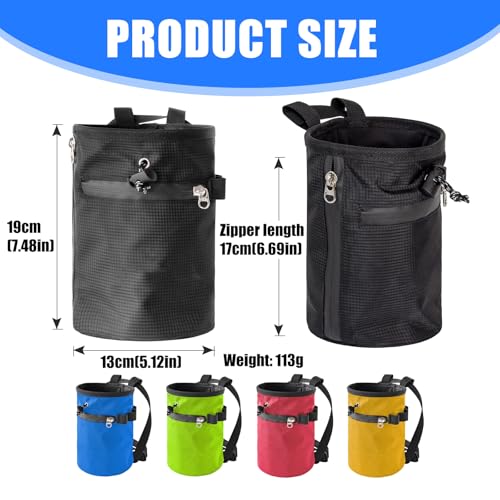 Rock Climbing Chalk Bag Waterproofs Chalk Bag Bouldering Bucket for Rock Climbing Weight Lifting Magnesia Powder - color: Painted black