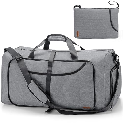 80L Duffle Bag for Travel, Large Foldable Waterproof Travel Duffel Bags Weekender Overnight Bag for Men and Women with Shoe Compartment (Gray) - color: Gray, size: 80L