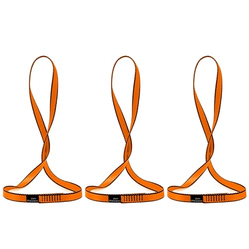 18MM Nylon Climbing Sling Runner 23KN CE2008/EN566 Rock Climbing Webbing Straps for Outdoor Climbing, Rappelling, Swing, Yoga Hammock etc - color: Orange|60cm/24inch|3PCS