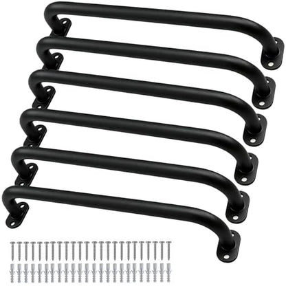 17 Inch Black Metal Playground Handles Set of 6, Heavy-Duty Climbing Wall Grab Bars, Indoor/Outdoor Monkey Bars for Playground, Backyard, Climbing Frames - color: Black