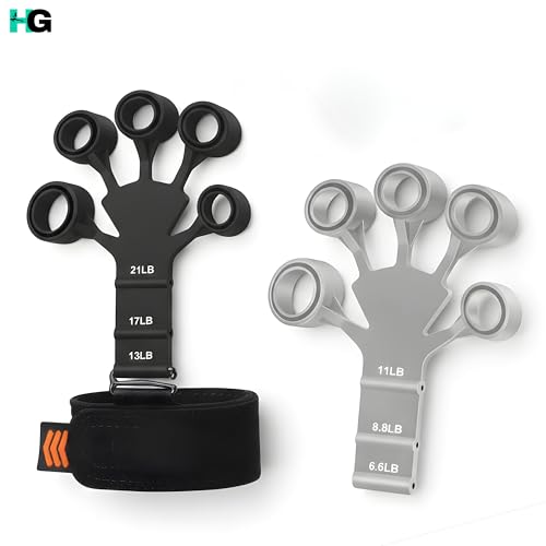 Finger Exerciser for Hand, Finger & Forearm Strength Training with Adjustable Resistance Levels, Ergonomic Finger Loops and Wrist Strap for Grip Workout & Daily Hand Exercise for Men