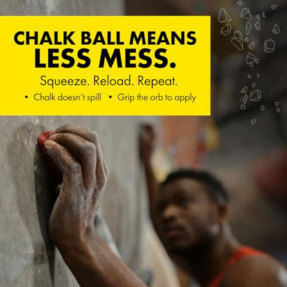 Death Grip Doom Stone Orb Refillable Chalk Ball – 2 oz (60g) Magnesium Carbonate Hand Chalk for Rock Climbing, Weightlifting, Gymnastics & Bouldering – Precision Grip, Low-Mess Chalk