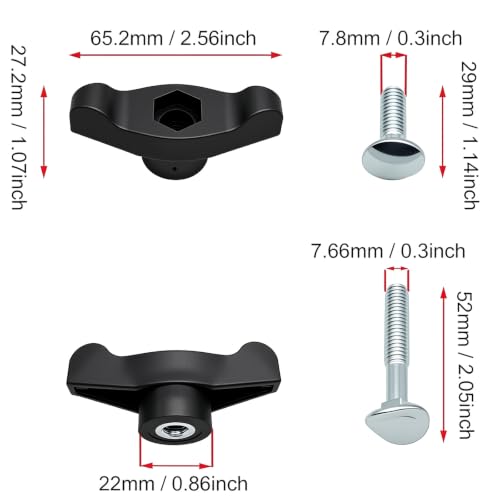2 Pcs Lawn Mower Handle Knobs Nut Bolt Universal Wing Handle Knob T Handle Bolts for Most Lawn Mowers Snow Blower