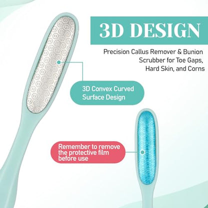 2Pcs Mini Foot File Precision Callus Remover Foot Files Callus Remover Bunion Scrubber Smooth Feet Heel Scraper for Toe Gaps Hard Skin Pedicures Hands in Shower Cracked Feet - color: Light Blue