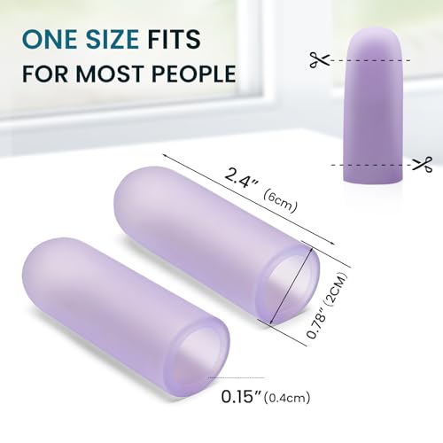 Povihome Finger Cots Protectors - Moisturizing Thumb and Finger Covers - Thickend Version- Elastic Cracked Silicone Finger Sleeves to Protect Cracked, Peel Finger and Other Finger Pain (Purple, 10PCS) - color: Purple, size: Medium (10PCS)