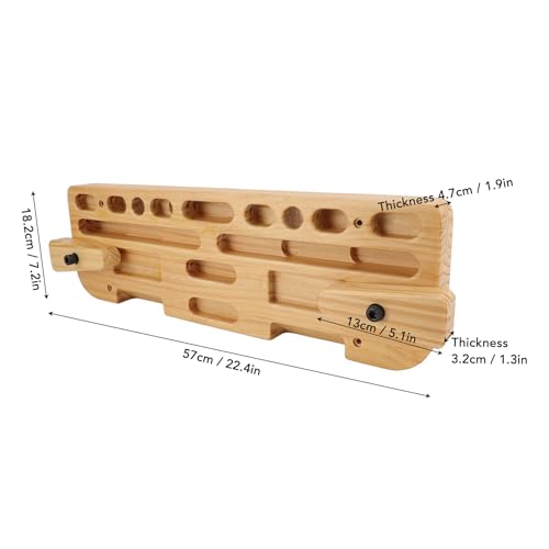 Training Hang Board, Solid Wood with Various Grip Holes, Enhanced Strength Exercise Compact Climbing Finger Wooden Hangboard with Adjustable Depths, Forearm Strengthener
