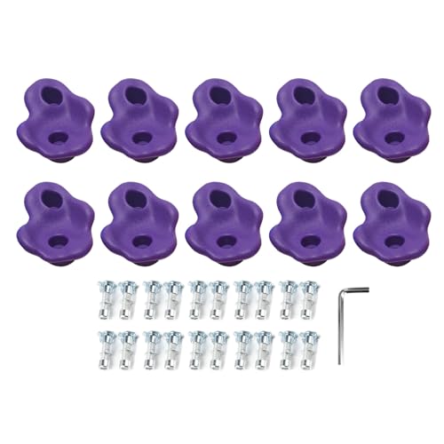Rock Climbing Holds PE Ergonomic Comfortable Hand Feeling Climbing Wall Grips for Indoor Outdoor Kids Adults 10PCS (Purple) - color: Purple