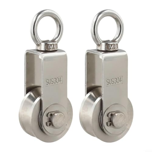 304 Stainless Steel Cable Pulley Wall Mount for Home Gym - Double Bearing Smooth Rotation Lat Pulldown System 500kg Load