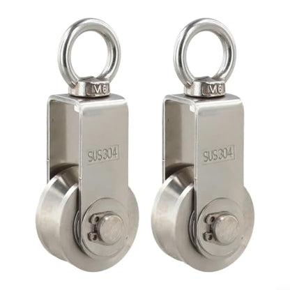 304 Stainless Steel Cable Pulley Wall Mount for Home Gym - Double Bearing Smooth Rotation Lat Pulldown System 500kg Load