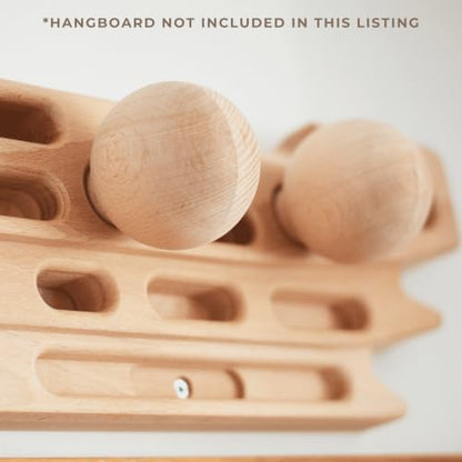 Ball Grips for FingerPeg 1.0 - One Pair of Spherical Climbing Grips for Pegboard - Wooden Sphere Bars Φ76 mm - FingerPeg 1.0 Expansion Grips for Training the Pinch Grip
