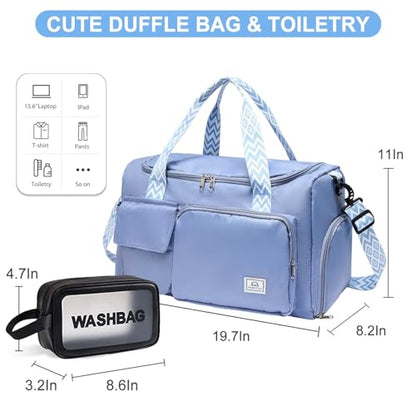 Small Gym Bag for Women, Travel Duffle Bag Carry On Weekender Bag with Shoe Compartment - color: 31#Blue, style: Gym Bag&toiletry Bag