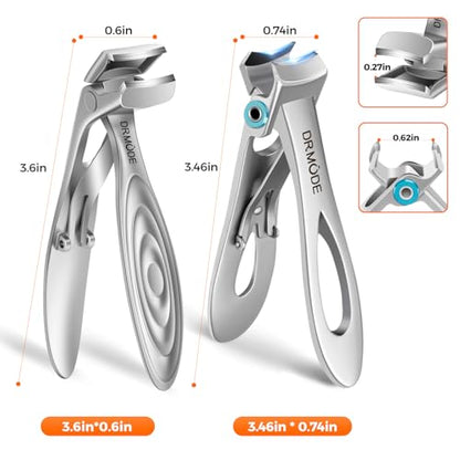 Toenail Clippers for Thick Nails for Seniors, Angled Head Large Toe Nail Clippers for Men with Catcher, Heavy Duty Wide Opening Fingernail Clippers Nail Cutter- Silver - style: Silver Wide Opening & Angled Head