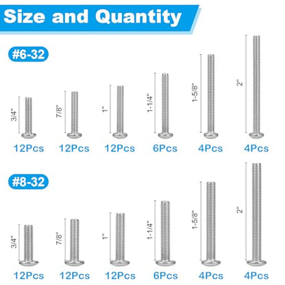 100 PCS Machine Screws, #6-32#8-32 Phillips Pan Head Electricians Screw 304 Stainless Steel Screws for Electrical Wall Plate Switch, Receptacles Mounting Screws - style: Pan Head