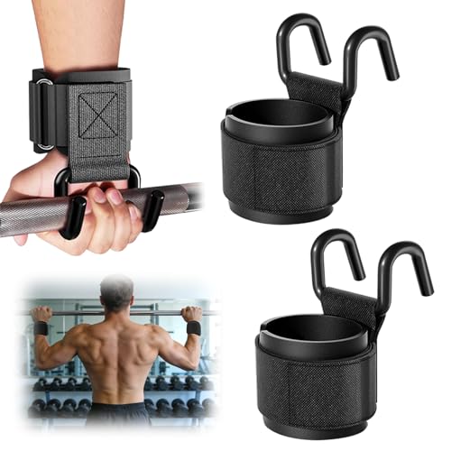 Weight Lifting Hooks, 1 Pair Lifting Hooks for Weight Lifting, 330 LB Heavy Duty Gym Lifting Wrist Strap Hook for Deadlifts, Pull-Ups, Strength Training 0.4inch Grip Weightlifting Hooks for Teen