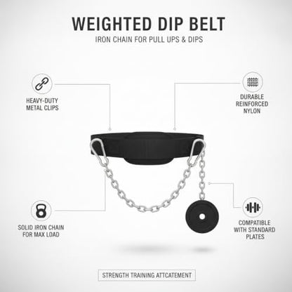 Home Gym Pull Up Station Accessory: Weighted Dip Belt with Heavy Duty Iron Chain for Strength Training - size: 3.94 x 3.15 x 3.15 in