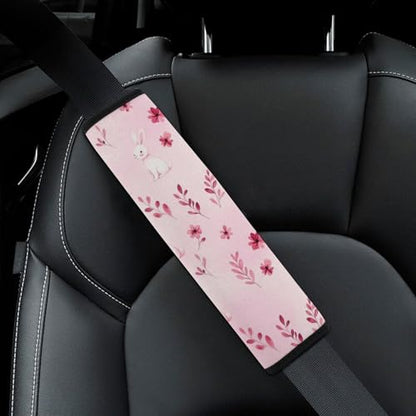 2 Pack Cute Rabbit Bunny Flower Pink Seat Belt Shoulder Pad Universal Soft and Comfortable Shoulder Protector for Kids, Most Cars, Pressure Relief - color: Pattern 266