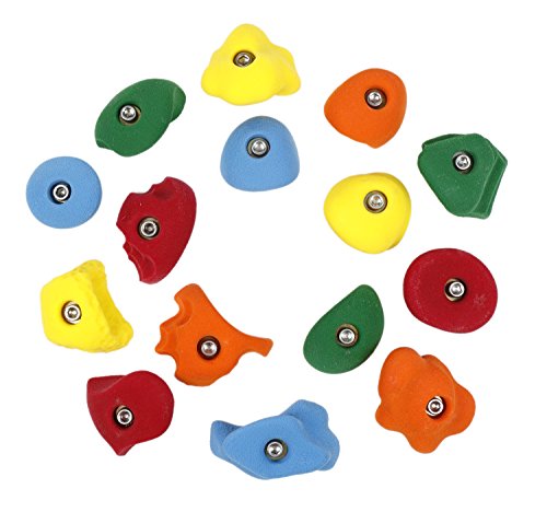 Atomik Climbing Holds Set of 15 Bolt-On Classics in Assorted Bright Tones