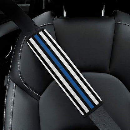 2PCS American Thin Blue Line Flag Car Seat Straps Shoulder Pads Universal Soft and Comfortable Seat Belt Covers Cushion for Child, All Vehicles, Shock Absorption - color: Pattern 1222