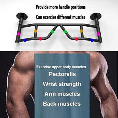 Wall-Mounted Pull Up Bar, Steel Horizontal Bar, Adjustable Distance Wall Climbing Frame Pull-up Bar, Load 300KG