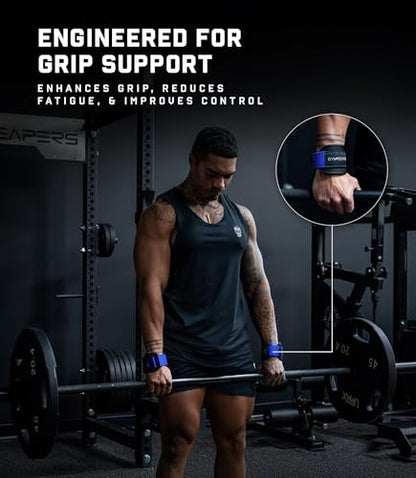 Gymreapers GripLink Lifting Straps – Heavy Duty D-Ring Weight Lifting Wrist Straps with Anti-Slip Silicone Grip Beads, Adjustable Support for Deadlifts, Powerlifting, Cable Machines & Gym Training - color: Electric Blue