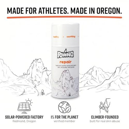Rhino Skin Solutions Repair Cream Made for Your Adventure, Hand Repair Cream for Dry Cracked Hands, Non Greasy Hand Lotion with Honey and Tea Tree for Athletes and Workers, Made in USA (1 oz) - size: 1 Ounce (Pack of 1)
