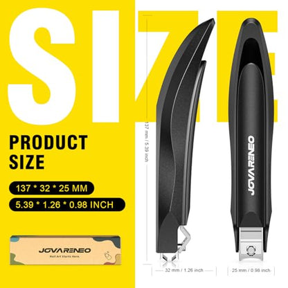 Nail Clippers for Men with Catcher, Anti Splash Self-Collecting Finger Nail Clippers Adult with Ergonomics Long Handle, Heavy Duty Large Toenail Clippers for Thick Nails for Seniors Nail Cutter - size: Long Handle