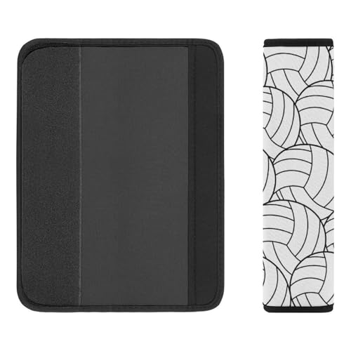 Soft Padded Seat Belt Cover for Girls and Boys, Stroller Pushchair High Chair, 2 Piece Black and White Volleyball Stripe Shoulder Protector Anti-Slip Pad - color: Pattern 1102