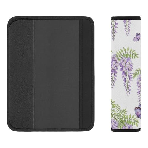 2 Pack Spring Leaves Purple Lavender Floral Butterfly Car Seat Belt Pad Soft Padded Seat Belt Cushion for Child, Stroller Pushchair High Chair, Shock Absorption - color: Pattern 337