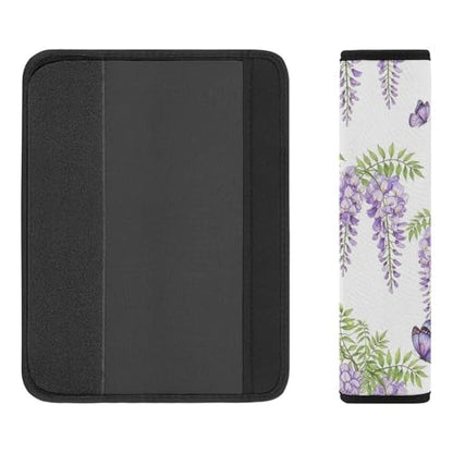 2 Pack Spring Leaves Purple Lavender Floral Butterfly Car Seat Belt Pad Soft Padded Seat Belt Cushion for Child, Stroller Pushchair High Chair, Shock Absorption - color: Pattern 337